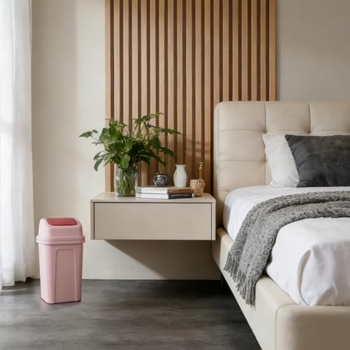 CONEHOY 4 Pcs 1.8 Gallon Bathroom Trash Can Plastic Bathroom Trashcan Garbage Bin with Swing Lid Small Garbage Can for Outdoor Bedroom Room Kitchen Waste (Green, Pink, White, Black) by CONEHOY - Used condition - Image 6