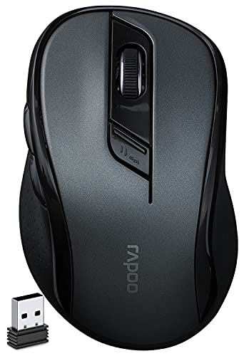 Wireless Mouse, RAPOO M500 Multi-Mode Silent Mouse, Bluetooth Mouse Office, Small-Hands Optical Mouse, 1600 DPI, 6 Custom Buttons, Computer Mice Suitable for Notebook/PC/Laptop/Computer
