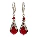 Swarovski Crystal Ruby Red Birthstone Baroque Crystal Jewelry Earrings