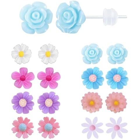 KASFREE Sensitive Ear Plastic Flower Stud Earrings Cover