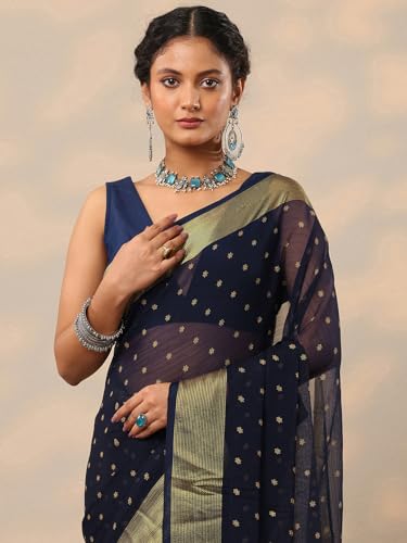 Image of Libas Printed Chiffon Saree for Women With Unstitched Blouse Piece | Traditional Saree for Festive & Wedding