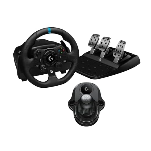 Logitech G Driving Force Shifter with Logitech G923 Racing Wheel and Pedals for Xbox X|S, Xbox One and PC and Genuine Leather Wheel Cover