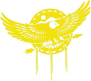 Eagle Indian Theme Native Americans Bald Eagle Car Window Die Cut Vinyl Sticker (IF-01) (8.5" x 7.6", Yellow)