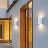Klighten 2 sztuki białe kinkiety ścienne zewnętrzne wewnętrzne, wodoszczelne IP65 nowoczesne kinkiety zewnętrzne, aluminiowe kwadratowe lampy zewnętrzne kinkiety ścienne, góra dół oprawka GU10