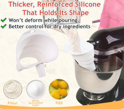 HiloFenar New Upgraded Flour Funnel for Kitchen Aid Mixer, Longer Funnel Preventing Flour Spills for Kitchenaid Mixer, Foldable and Dishwasher Safe, Cookie and Baking Easier (Red, 2 Pcs) — view 4