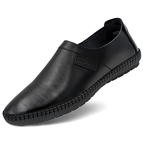 Loafers for Men Round Toe Genuine Leather Anti-Slip Flexible Lightweight Casual Party Slip-on