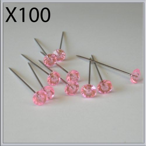 1x 100 pink diamante diamonte crystal pins 1.5 inch buttonholes weddings