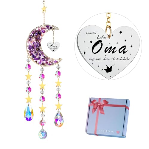 HDCRYSTALGIFTS Kristall Sonnenfänger mit Sternen-Mond Design - Premium...