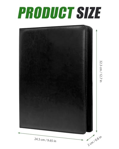 Gwybkq Padfolio Portfolio Binder, Portfolio Organizer, Portfolio Folder, Leather Binder with Clipboard, Legal Pad and Gel Pens, Resume Document Business Folder for Office, School, Men, Women (Black) - Thumbnail 5