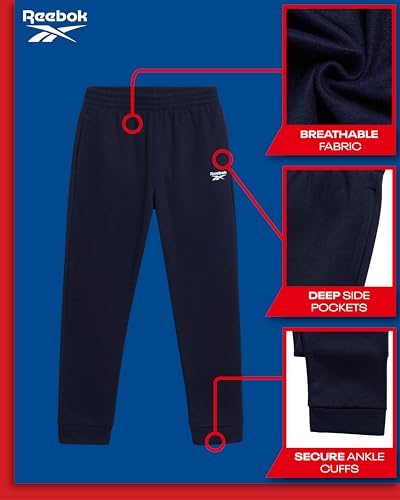 Reebok Meninos Calça De Moletom - Calça Esportiva Performancejoggers De Lã Macia Para Corrida, Trein
