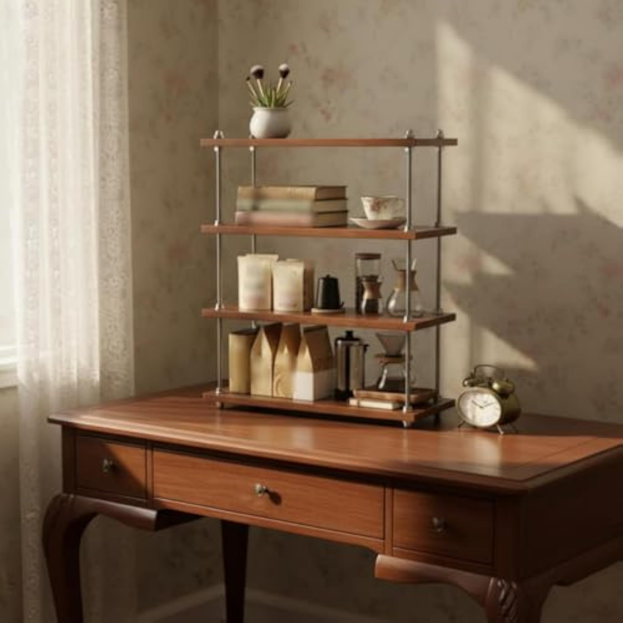 Retro Design 3-Tier Makeup Organizer Shelf, Space Saving