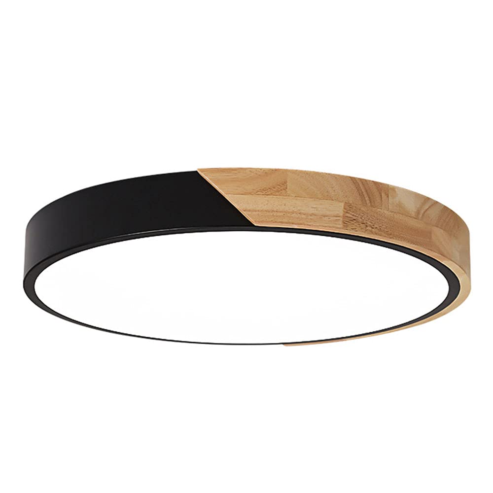 Plafonnier LED moderne en bois rond 6500K pour éclairage de couloir