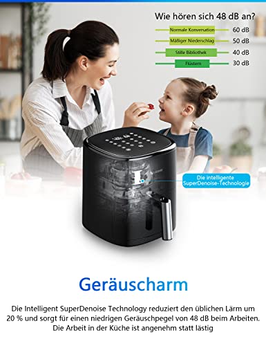 Foto von Proscenic T22 Heißluftfritteuse, 5-Liter-Luftfritteusensteuerung mit App und Alexa und berührbarem LED-Display, 11 voreingestellte Programme, geräuscharm, BPA- und PFOA-frei für Pommes/Pizza