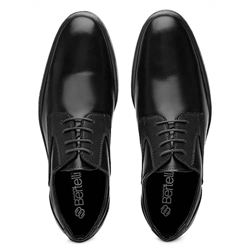 Sapato Social Oxford Masculino Bertelli Amarração Bico Redondo Confortavel Preto (43)