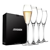 JEKOSEN Champagne Flutes Glasses 8oz Set of 4 Clear Crystal 100% Lead-Free Stemware Champagne Glass