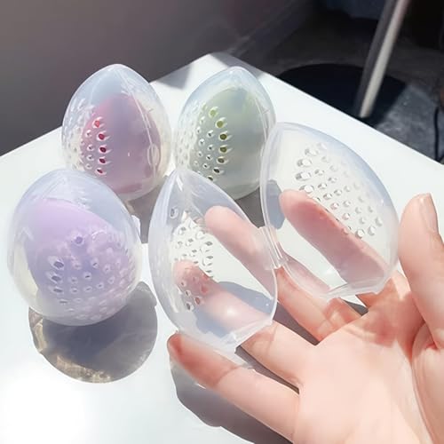 UtySty 6 Pack Makeup Sponge Holder Carring Case Storage Box Clear Hard Container Protector for Cosmetic Make Up Blending Sponges Powder Puff Beauty Egg Blenders Travel Outdoor