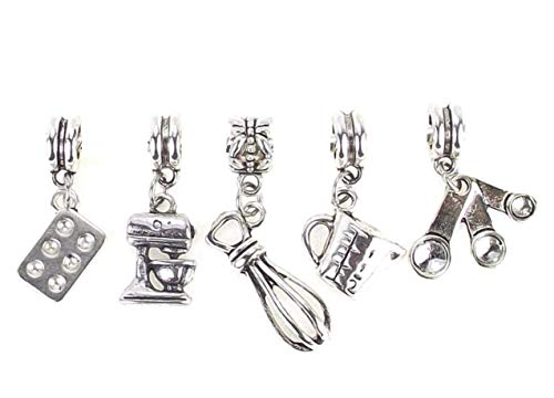 LaFenne Story Kitchen Utensil Dangle Charm Large Hole Bead for Snake Chain Bracelet