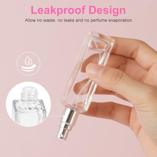 LOPHE Atomizer perfum wielokrotnego napełniania, puste szklane butelki z rozpylaczem, przenośne, z drobną mgiełką, do podróży służbowych, 20 ml, 3 szt., przezroczyste