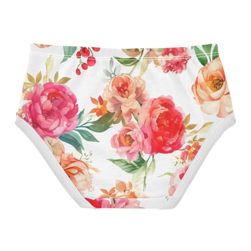 Toddler Underwear Floral 2t Cotton Panties for Girl Print Undies Kids Briefs Bouquets Peonies Flowers Peach2