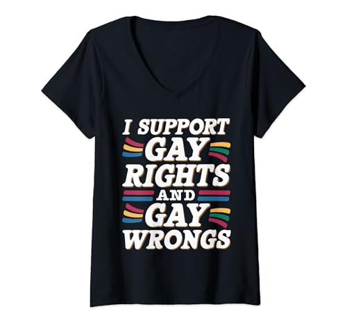 Mujer Orgullo Gay Divertido Apoyo los Derechos Gay y los Errores Gay LGBT Camiseta Cuello V