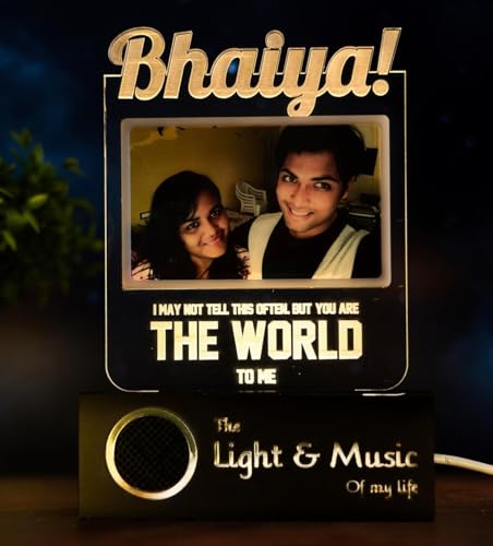 Image of ZOCI VOCI Rakshabandhan Gift for Sister, Cousin Or Sibling Acrylic Personalized Engraved LED Photo Lamp - | Unique Rakhi Gift for Brother (Shine On, Bhaiya, Lamp + BT Speaker)