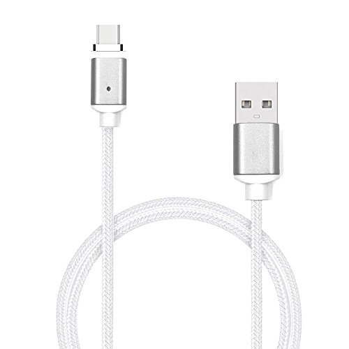 Akiko Magnetic Micro Usb Usb-C Cable Led Indicator Usb Sync Fast Charger Braided Cable Silver For Samsung, Sony, Htc, Nokia Android #TOP3