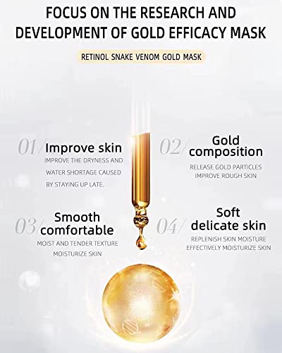 Retinol Snake Venom Gold Mask, Rejuvenating Gold Peel Off Mask, Gold Anti Aging Face Mask For Flawless Skin, Anti Wrinkles & Reduce Fine Lines, Clear Acne, Minimize Pores, Moisturizing, 100G #TOP2