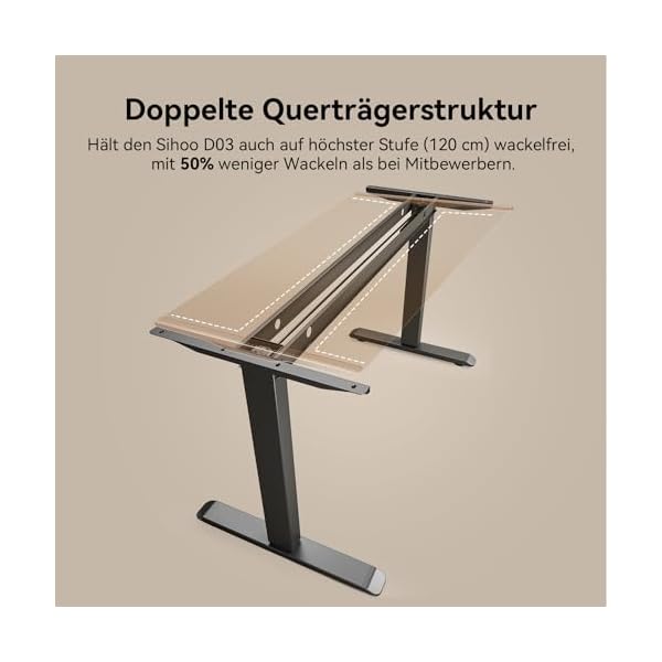 SIHOO 140 cm × 70 cm Einteiliges Elektrisches Stehpult, Sitz-Steh-Schreibtisch mit 4 Speicherhöhen-Einstellungen, Ergonomischer Höhenverstellbarer Schreibtisch für Zuhause & Büro – Bild 9