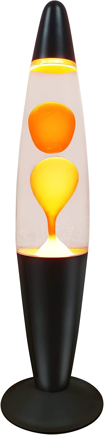 Almineez Yellow Wax / Clear Liquid Magic 16” Lamp - Aluminium Soothing Colour Motion Wax And Liquid - Novelty Retro Fun Gadget Gift For Home Bedroom Desk Table Decoration Mood Relaxation Light (Yellow Wax/Clear Liquid)