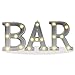 DELICORE Decorative Illuminated BAR Marquee Word Sign (Silver Color 4.21" Tall) - Lighted Letter Words and Signs for Indoor BAR Decor - BAR