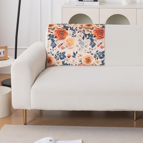 Image of HOKIPO 'Nature Muse' 1 PC Backrest Mat for Sofa Cover | Premium HD Printed Holland Velvet Mat, Caramel Ambrosia (IN-922-L-D8)