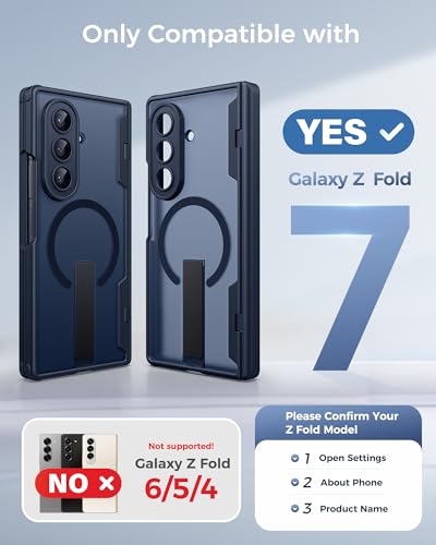 Image of SSLOTSCASE Magnetic for Samsung Galaxy Z Fold 7 Case, Stand & Screen Protector & Hinge Protection & Camera Protection, Military-Grade Protection Rugged Shockproof Case for Galaxy Z Fold 7 2025, Black
