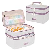 Lexeeco Medicine Bag for Traveling, Dual Layers Medicine Pill Organizer Medication Pill Bottle Storage with Lockable Zipper, Medical Supplies First Aid Kit,Home Storage for Pills, Vitamins (Purple)