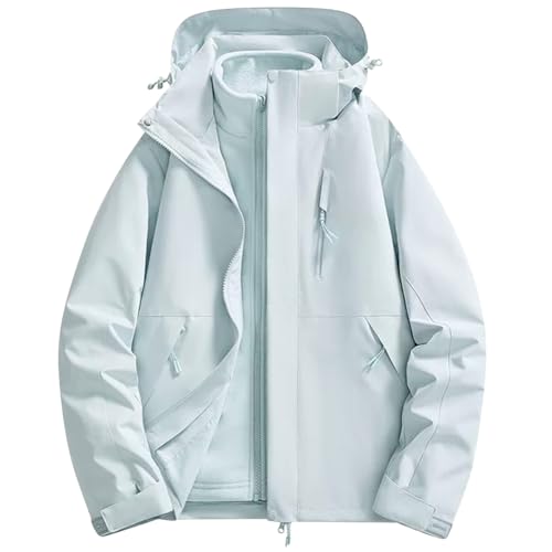 SimidunEUR Manteau Fonctionnelle 3 en 1 Femme avec Capuche Amovible et Veste Polaire zippée Imperméable Coupe-vent pour Course, Cyclisme, Randonnée, Escalade,Bleu 2,M