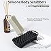 2 PC Silicone Body Scrubber, 2 in 1 Exfoliating Shower Bath Scrubber, Soft Silicone Loofah for Sensitive Skin, Shower Hair Scalp Massager, Easy to Clean, Lather Well (Grey&Black)