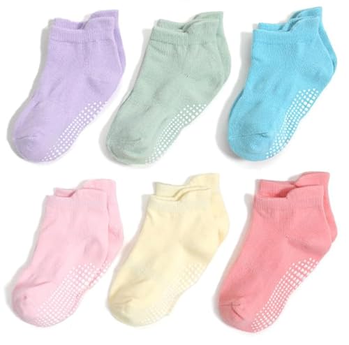 LuminLi 6 Pack Non Slip Kids Toddler Baby Socks with Grips 1...