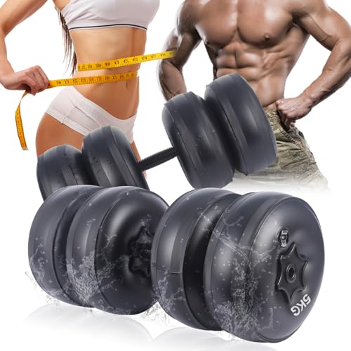 DEIRIS Hanteln Wasser Befüllbar, Reise Hanteln, Justierbare Gewicht, Tragbar, für Männer und Frauen - Krafttraining - Fitness Training (25 kg/55 lb Schwarz)