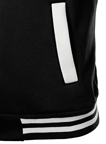 Hood Crew Mens Casual Sports Varsity Jacket Fashion Hooded Letterman Jackets Black M #TOP4