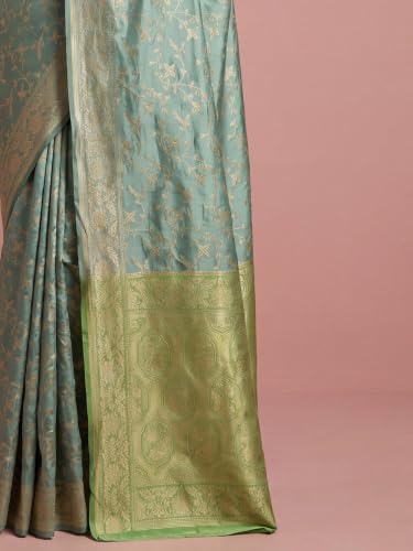 Image of AKHILAM Women's Multicolor Litchi Silk Ethnic Motif Print Saree With Unstitched Blouse Piece|sarees for women | litchi silk sarees