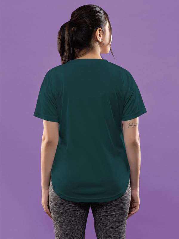Image of CHKOKKO Womens Stylish Activewear Quick Dry Lightweight Breathable Printed Round Neck Half Sleeve Regular Fit Gym T Shirt for Sports Yoga and Training