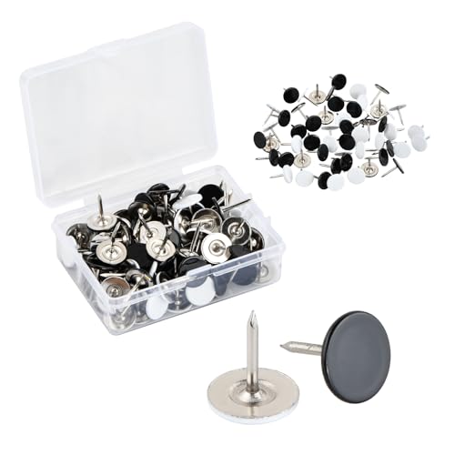 100Pcs Clous de Tapissierie, Patin Chaise Teflon à Clouer, Tête Plate de 11mmx13mm, Punaises Murales, Tableau Liège, Dessin Rondes, Décoratifs pour d'affichage, Carte de Bureaupour Meubles