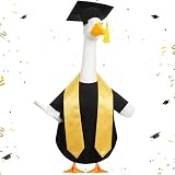 Cosblank Black Graduation Porch Goose Outfit Plastic Lawn Goose Clothes Graduation Cap and Gown Stoles Geese Outfit for Cement Geese Statue Outdoor Patio Yard Lawn Art Decoration (17'')