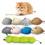 soodyoow 9 Piezas Juguetes para Masticar para Gatos, Ratones de Juguete con Hierba Gatera y Oruga, Juguete Dental para Gatos con Fruta Silvervine, para Salud Bucal e Interacción