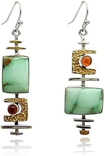 Green Boho Drop Dangle Earrings Handmade Vintage Special Statement Jewelry Lightweight Gifts Presents for Women Friends