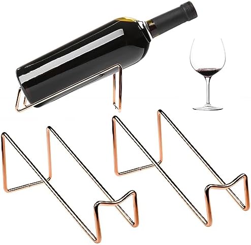 2-Pack Red Bronze Metal Wine Bottle Holder - Countertop Tabletop Wine Rack, Modern Storage - View #10