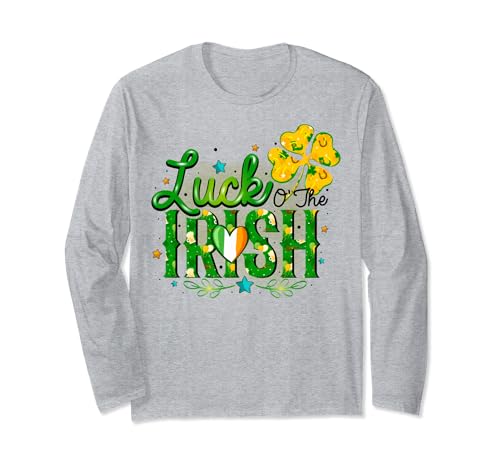 Lucky Irish Family Fun St Patricks Green Hombres Mujeres Niño Niña Manga Larga