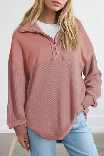 Image of SHEWIN Women Fall Sweatshirt Casual Half Zip Pullover Fall Top 2026 Clothes