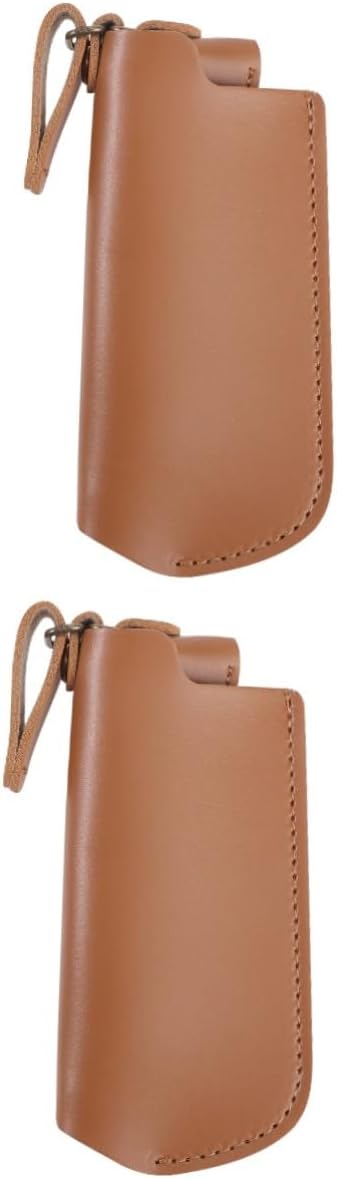 2pcs Flame Cover Windproof Outdoor Igniter Case for Pocket Handbag Elegant Brown Holder for Friends Family