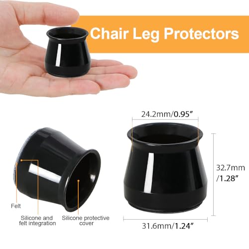 32 Pcs Chair Leg Floor Protectors - Silicone Felt Pads, Scratch-Proof & Noise-Free, Easy Smooth Moving, Small Size (Fits Round Chair Legs: 5/16" to 1-5/16" Diameter)​ by OASMU - Image 2