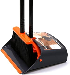 TreeLen Dustpan and Broom/Dustpan Cleans Broom Combo with 52" Long Handle for Home